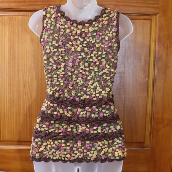 Marilena Chicago Vibrant Crochet Tank Top Medium Y2K Vintage Romania - Picture 10 of 12